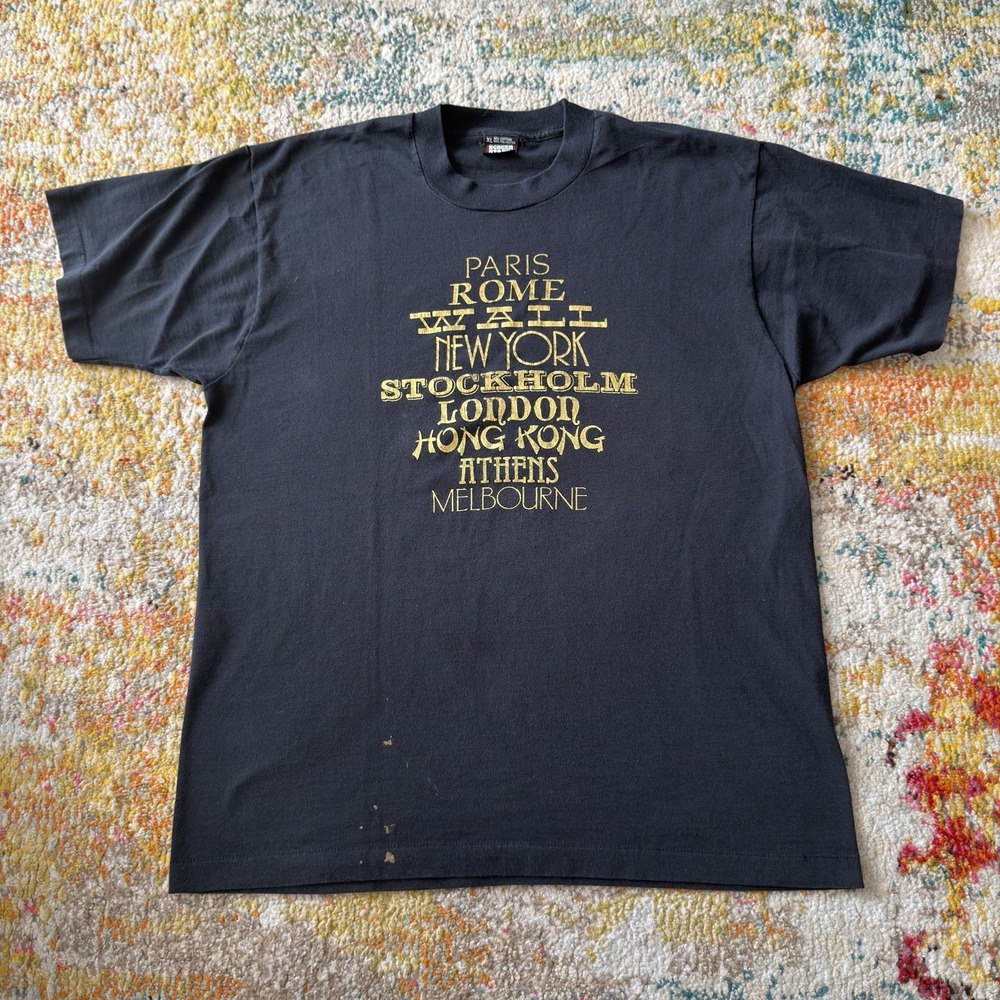 Vintage 80s World Cities Graphic Tee Single Stitch Screen Stars XL